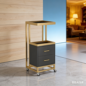 รถเข็นอุปกรณ์เสริมสวยเคลื่อนที่ 4 ล้อ ขนาดเล็ก ยี่ห้อ Iron Salon รุ่น Specialized พร้อมชั้นวางเก็บของ ดีไซน์ทันสมัย - Product Image 5