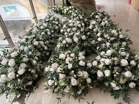 S02 grosir bola bunga mawar Peony putih, bola bunga mawar sutra buatan hiasan tengah meja untuk dekorasi tengah meja