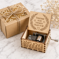 Boîte à musique en bois à manivelle personnalisée, gravée au laser, mouvement mécanique à 18 notes, cadeau souvenir personnalisé pour anniversaire, mariage