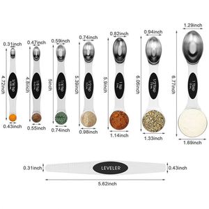 Juego de Cucharas Medidoras Magnéticas de Doble Cara con Logotipo Personalizado, 8 Piezas, de Acero Inoxidable 430, Doble Cabeza, en Oferta - Product Image 3