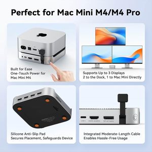 Base de Conexión 13 en 1 para <span class=keywords><strong>Mac</strong></span> <span class=keywords><strong>Mini</strong></span> M4 con Carcasa para SSD, DP/HDMI 4K, USB de 10 Gbps, Lector de Tarjetas SD y Encendido con un Toque para <span class=keywords><strong>Mac</strong></span> <span class=keywords><strong>Mini</strong></span> M4/M4 Pro 2024 - Product Image 4