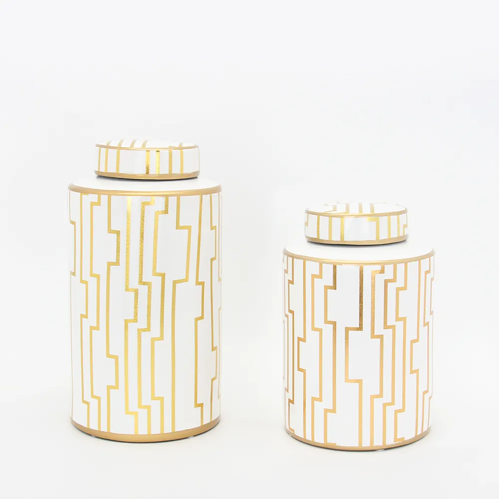 J077 Modern ceramic decorative jar sets gold mason storage bottles kitchen accessory