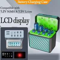 Chargeur de piles AA/AAA 8 emplacements compatible Flip Top 1,5 V Li-ion + 1,2 V NiMH avec écran LCD intégré, protection contre les surcharges, fournisseur OEM, faible MOQ