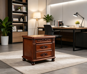Traditional Dark <b>Walnut</b> Wood Nightstand 2-<b>Drawer</b> Antique Turned Leg Bedroom Storage Cabinet - Product Image 5