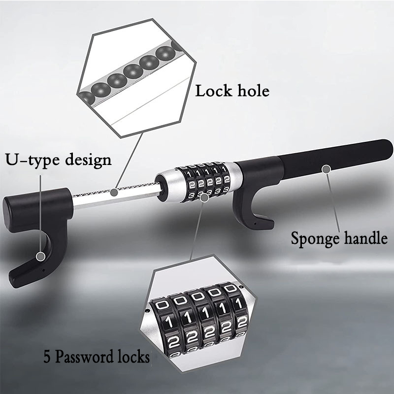Jiax Brand JXOP138C Model 5-Digit Combination Car Steering Wheel Lock - Anti-Theft Security Device