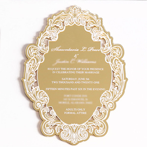 Sang trọng tùy chỉnh bìa cứng tri-gấp tập sách lời mời đám cưới với vàng gương acrylic khóa Ribbon Pocket phong bì - Product Image 6