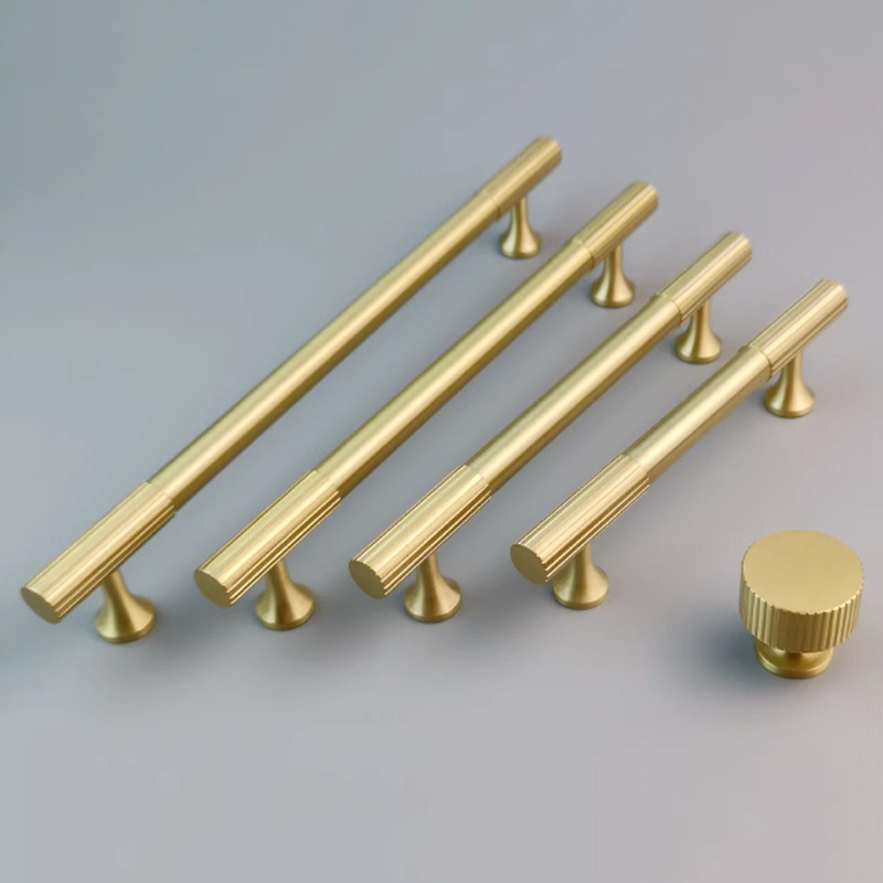 Solid Brass Pull Handle with Vertical Knurled Pattern Vintage Rise-Mount Single Hole American Modern Style Handle