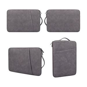 Leather Waterproof Slim Pu Leather Laptop Sleeves case with Side Open Zipper Pocket - Product Image 5