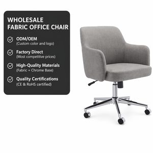 ALINUNU Chaise de bureau pivotante moderne en tissu, design tonneau, avec accoudoirs intégrés, vente en gros - Product Image 1