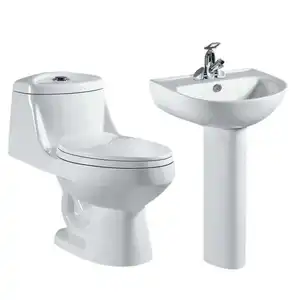 Groothandel Toiletpot En Wastafel Set Badkamer Wastafels Wc Keramische Eendelige Sifon S-Trap Wc Pot