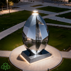 Escultura Moderna para Exteriores de Palmera, en Acero Inoxidable Pulido, Personalizada por Senzhao - Product Image 2