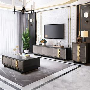 Lüks Modern ahşap oturma odası TV standı ve sehpa seti depolama ile - Product Image 2