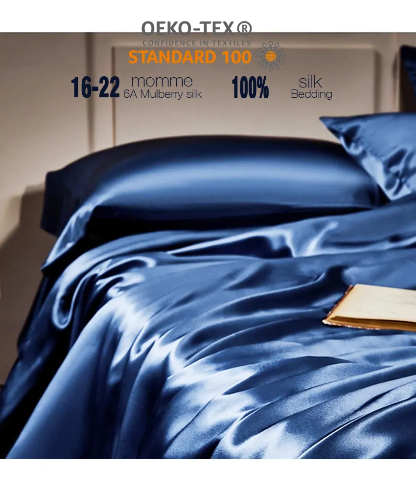 Luxury Silk Bed Sheets 100% Tinh Khiết Dâu Tằm Bộ Đồ Giường Lụa Bốn Cái Ga Trải Giường Hai Lần Vua Nữ Hoàng Kích Thước