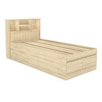 Lit superposé Furnizone 2286 de haute qualité, contemporain, en MDF et bois, avec rangement, tête de lit, panneau de plateforme et tiroirs, finition chêne foncé