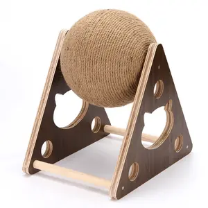 2022 New Funny Scraper Toy Hot Sale Wooden Scratching Board Scratching Ball For Cat Hemp Interactive Rope Toys Pet Accessories
