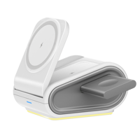 Soporte Plegable Magnético 3 en 1, Estación de Carga Inalámbrica de 15W, Soporte Multifuncional para Teléfono, Reloj Inteligente, Tabletas y Dispositivos Inteligentes
