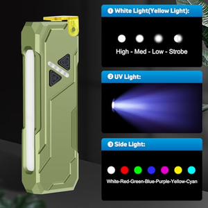 Lampe torche LED XPL 2*10W RVB violet 7 couleurs jaune, rechargeable, pour extérieur, camping, garage, urgence, avec clip et aimant - Product Image 2