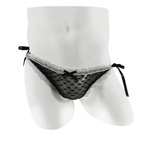 Sous-vêtements pour hommes, imprimé cœur noir, dentelle en maille, nœud latéral, taille basse, lingerie sexy - Product Image 3