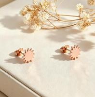 Boucles d'oreilles soleil, bijoux anti-ternissement, vente en gros, boucles d'oreilles clous plaquées or, boucles d'oreilles soleil et lune en acier inoxydable