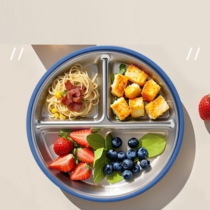 Échantillon Gratuit : Ensemble de Vaisselle Personnalisé pour Bébé, Assiette en Acier Inoxydable Isolée et Enveloppée de Silicone Anti-chute - Product Image 2