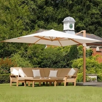 Turquoise intelligent résistant au vent mural piscine extérieure patio plage led lumière parapluie tissu robuste moderne