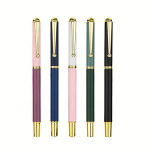 Wholesale Novelty Vintage Morandi Color Barrel Ballpoint <b>Pen</b> 0.7mm Writing Width Metal Material Black Ink Office & School - Product Image 1
