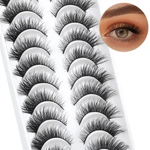 Lashes Wholesale Private Label 3D Faux Mink Lash Supplier 10 Pairs Cat Eye Vegan Strip Lashes