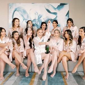 Peignoir Kimono en Soie Satiné Uni pour Mariée, Demoiselle d'Honneur et Femme – Robe de Chambre du Matin, Vente en Gros - Product Image 5