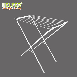 Folding Iron Clothes <b>Rack</b> Extendable Linear Rectangle White Standing Type Floor Standing <b>Drying</b> <b>Rack</b> For Balcony And Room - Product Image 3