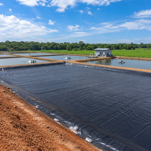 แผ่นปูบ่อ HDPE ขนาด 0.75 มม. มาตรฐาน ASTM GRI GM13 แผ่นกันน้ำชนิดม้วน โพลีเอทิลีนความหนาแน่นสูง สำหรับการเพาะเลี้ยงสัตว์น้ำ - Product Image 1