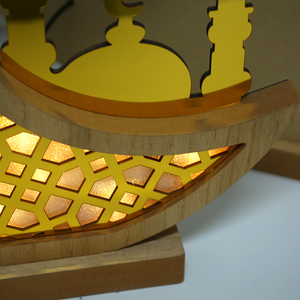 Lumières LED Ambiance 2026 avec Batterie Amovible, Décoration en Bois pour l'Aïd Moubarak, Panneau de Table Ramadan, Fournitures d'Artisanat en Bois Réutilisables - Product Image 3