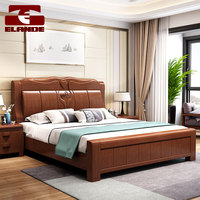 Lit double en bois massif avec fonction de rangement, grand lit, ensemble de lit pour chambre à coucher, vente en gros