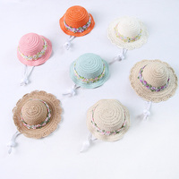 Sombrero de Paja Bordado para Mascotas, Perros y Gatos, Protección Solar para Verano, Gorra Transpirable para Mascotas