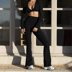 New Plus Size Crisscross Straps V-neck Sexy <b>Bra</b> Short Top Flares Legging Running Workout Gym Active <b>Wear</b> Sports Fitness Yoga Set - Product Image 4