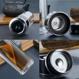 Mug intelligent 230 ml avec infuseur à thé, tasse de camping en verre isolée sous vide, double paroi, style bohème, couvercle, résistant à l'eau bouillante - Product Image 5