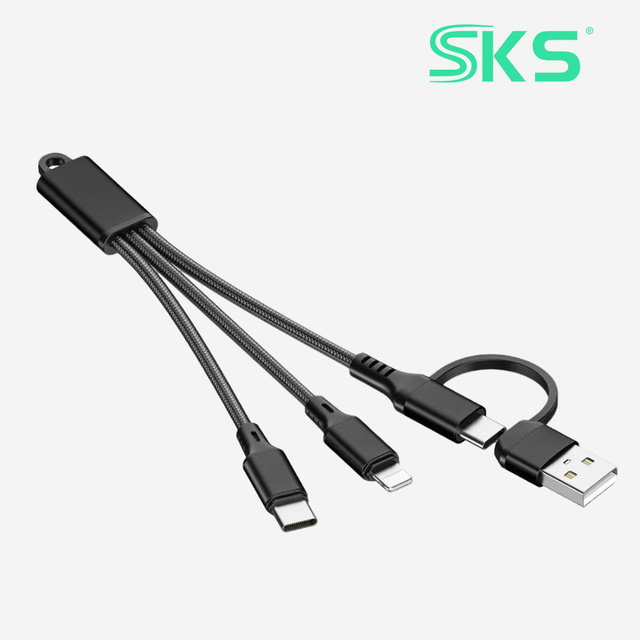 PD 60W 3 in 1 Fast Charging Cable Nylon Braided Universal 1 to 3 Data Cable for Type C Android Micro USB Phones Tablets