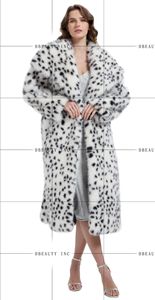 Manteau long en fausse fourrure à imprimé léopard pour femme, chaud et élégant, col rabattu, vêtement d'extérieur pour l'hiver - Product Image 5