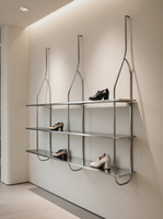 Étagère murale commerciale en acier inoxydable, étagère de rangement suspendue multi-niveaux, étagère de présentation pour chaussures et sacs, porte-vin