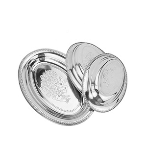Assiettes à dîner rondes en acier inoxydable, plateau <span class=keywords><strong>de</strong></span> <span class=keywords><strong>service</strong></span> en métal en acier inoxydable, livraison rapide, vente en gros - Product Image 3