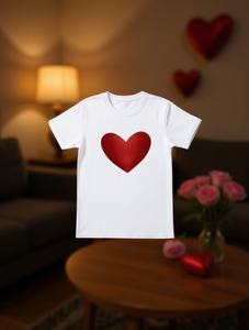 T-shirt da donna a maniche corte per San Valentino, stampa cuore, girocollo, casual, 100% cotone, traspirante, leggera, primavera estate - Product Image 2