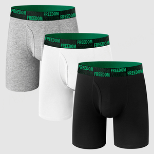 Venta al por mayor de ropa interior para hombre, calzoncillos bóxer de pierna larga con bolsa para volar, logotipo de Jacquard, calzoncillos y calzoncillos transpirables para hombre - Product Image 1