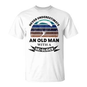 T-shirt Old Man With Ski Glider pour hommes, cadeau d'aventure en plein air - Product Image 1
