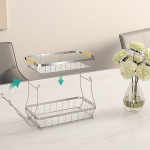 Cesta de alambre de metal desmontable para almacenamiento de frutas y verduras, estante de cocina rectangular, organizador de encimera, uso doméstico apilable - Product Image 2