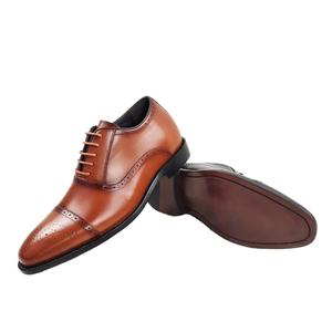 Zapatos de Vestir de Cuero Genuino para Hombre, Color Marrón Oscuro, con Elevador Interno, de Alta Calidad, para Oficina - Product Image 1