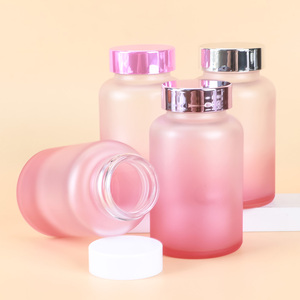 Flacon de complément alimentaire en verre dépoli dégradé avec bouchon à vis en métal multicolore, pot de stockage vide pour pilules et capsules, produit de santé, personnalisable - Product Image 4