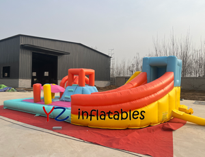 Château gonflable <span class=keywords><strong>de</strong></span> qualité commerciale en PVC couleur macaron, parcours d'obstacles gonflable avec toboggan pour enfants - Product Image 2