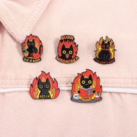 Chat en colère Épingles en émail Flamme de feu Animal Broche Lapel Badge Sac à dos Vêtements Bijoux Cadeau pour amis Vente en gros