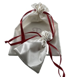 Wholesale GOLD PACKAGING Soft Custom Elegant Satin Pouch <b>Bags</b> With Ribbon for Gift - Product Image 1