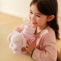 Termo de acero inoxidable ZOYZOII de 500ml con paja de peluche ocuk elik suluk botella de agua aislada para bebés para niños