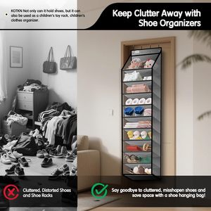 10 Tier Over The Door <b>Shoe</b> Organizer Gray 33x15x85cm Hanging Storage Rack For <b>Shoes</b> Behind Doors On Walls - Product Image 6